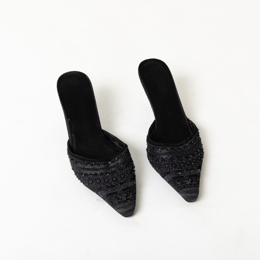 Elegant Black Embellished Women's Mules